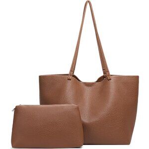 Leather Tote Bag Women Large Work Shoulder Handbag Travel Purse with Zipper